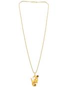 Om Ganesha Gold Plated Pendant With Ball Chain 
