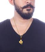 Ganesha Pendant With five Mukhi Rudraksha gold plated ball chain