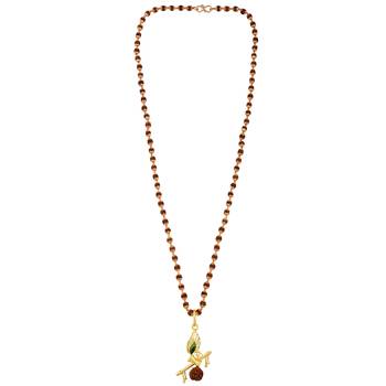 Golden Peacock Designer Pendant With Beautiful Rudraksha 4.0 mm Mala  2