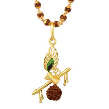 Golden Peacock Designer Pendant With Beautiful Rudraksha 4.0 mm Mala  3