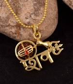 Shiv pendant with five mukhi rudraksha gold plated with chain