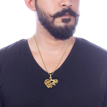 Shiv pendant with five mukhi rudraksha gold plated with chain 5