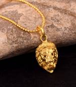 Lion Face Pendant With Chain Gold plated For Mans And Boys