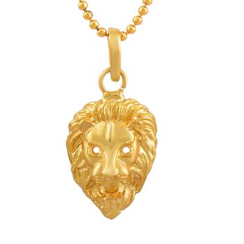 Lion Face Pendant With Chain Gold plated For Mans And Boys 3