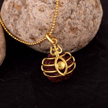 Shiv third Eye Motiv Pendant With Five Mukhi Rudraksha Pendant  2