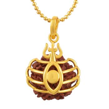 Shiv third Eye Motiv Pendant With Five Mukhi Rudraksha Pendant  3