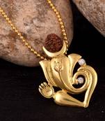 Lord Ganesha pendant with five mukhi rudraksha with Gold Plated Chain