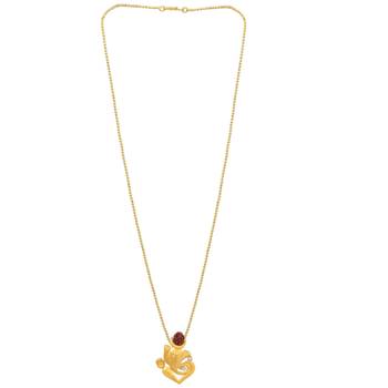 Lord Ganesha pendant with five mukhi rudraksha with Gold Plated Chain 4