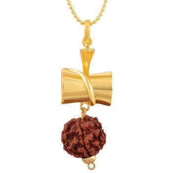 Gold Plated Damru Designer Pendant With chain 3