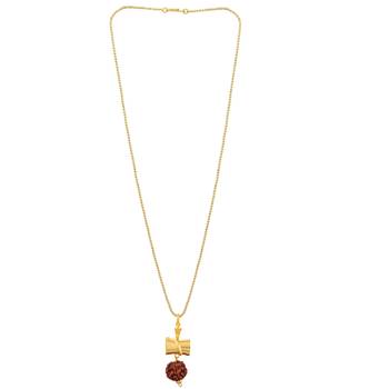 Gold Plated Damru Designer Pendant With chain 4