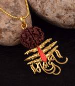 Mahadev Pendant With Five Mukhi Rudraksha Gold Plated chain