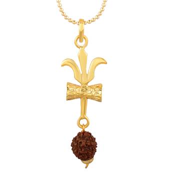 Trushil Damru Pendant With Five Mukhi Rudraksha  3