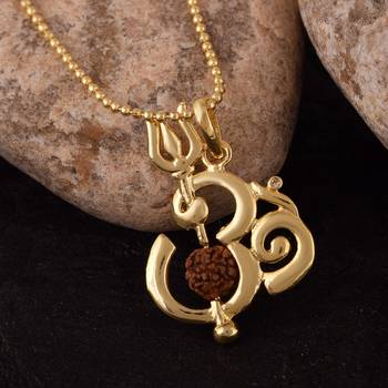 Om Trishul Rudraksha Designer Pendant  1