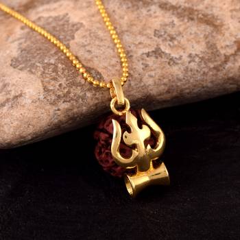 Five Mukhi Rudraksha Trishul Damru Pendant 1