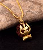 Five Mukhi Rudraksha Trishul Damru Pendant