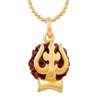 Five Mukhi Rudraksha Trishul Damru Pendant 3