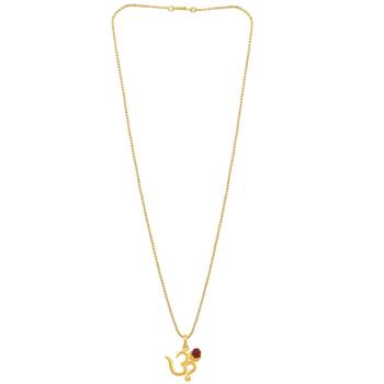 Om Rudraksha Religious Pendant With Gold Plated Ball Chain 4
