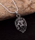 Lion Face Pendant With Chain Silver plated For Mans And Boys