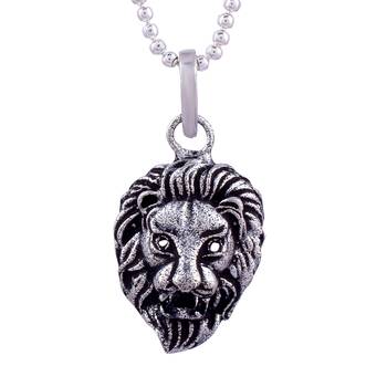 Lion Face Pendant With Chain Silver plated For Mans And Boys 3