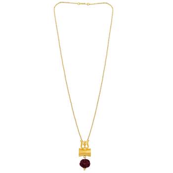 Lord Shiv Special Designer Damru Trishul Pendant With Five Mukhi Rudraksha Pendant with gold Plated  4