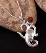 Om Ganesha Silver Plated Pendant With Ball Chain 