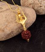 Lord Shiv Trishul Shiv lingh Five face rudraksha Pendant 