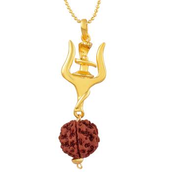 Lord Shiv Trishul Shiv lingh Five face rudraksha Pendant  3