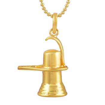 Shivling Motiv Bahubali Pendant  Gold Plated With Chain 3