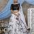 White & Black Multi Color Block Print with Sequins embroidered Soft organza Semi Stitched bridal lehenga choli