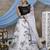 White & Black Multi Color Block Print with Sequins embroidered Soft organza Semi Stitched bridal lehenga choli