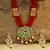 Red Brass Meenakari Beaded Kundan Necklace Set with Earrings