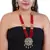 Red Brass Meenakari Beaded Kundan Necklace Set with Earrings