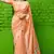 Peach woven banarasi cotton saree with blouse