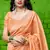 Peach woven banarasi cotton saree with blouse