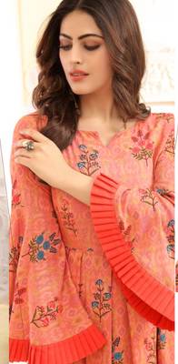 Navraj Fashion Women's Rayon Orange Color Printed Gown Dress 2