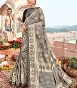 Grey woven semi silk saree with blouse