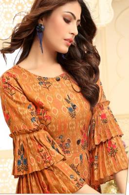 Navraj Fashion Women's Mustrad Floral Print Flared Kurta 2