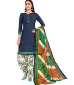 Navy-blue printed cotton salwar