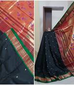 Black handloom pure silk paithani saree