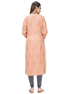 Peach printed cotton ethnic-kurtis 2
