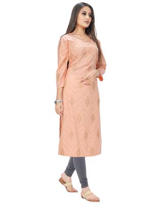 Peach printed cotton ethnic-kurtis 4