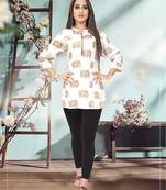 White printed rayon ethnic-kurtis