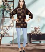 Brown printed rayon ethnic-kurtis