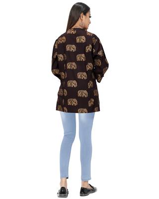 Brown printed rayon ethnic-kurtis 2