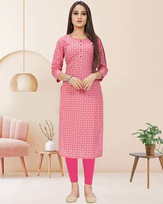 Pink printed cotton ethnic-kurtis 1