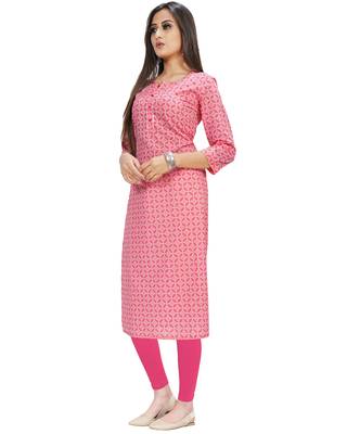 Pink printed cotton ethnic-kurtis 4