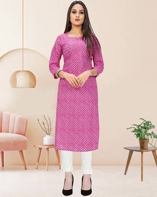 Pink printed cotton ethnic-kurtis 1