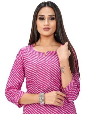 Pink printed cotton ethnic-kurtis 5
