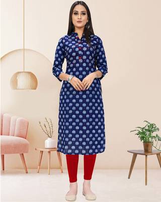 Blue printed cotton ethnic-kurtis 1
