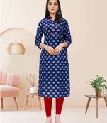 Blue printed cotton ethnic-kurtis